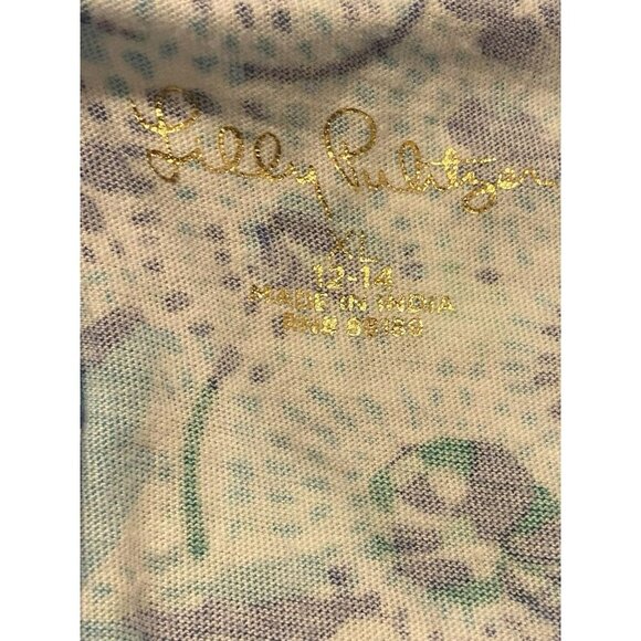 Lilly Pulitzer Venecia Blue Ruffle Beach Tropical Romper Shorts Girls XL 12-14 - Picture 4 of 11